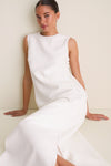 Cloud White Crepe Button Camille Maxi Dress