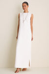 Cloud White Crepe Button Camille Maxi Dress
