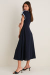 Navy Crepe Contrast Trim Sandrine Dress