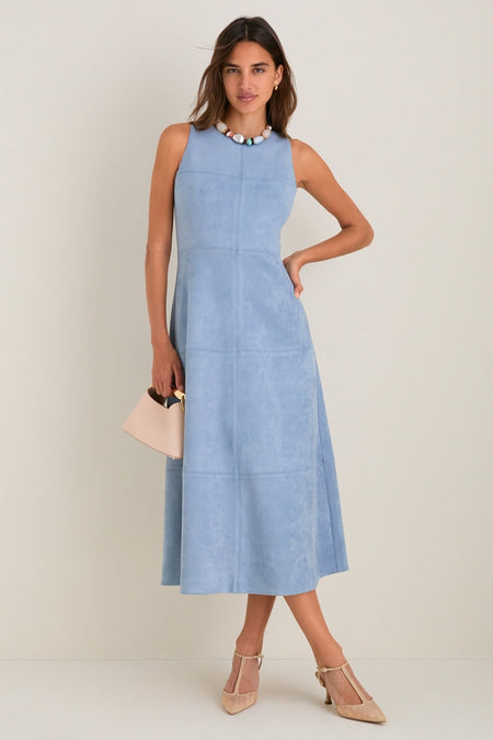 Maison Blue Suede Manon Dress