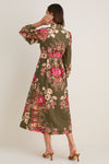 Olive Ornate Floral Serena Dress