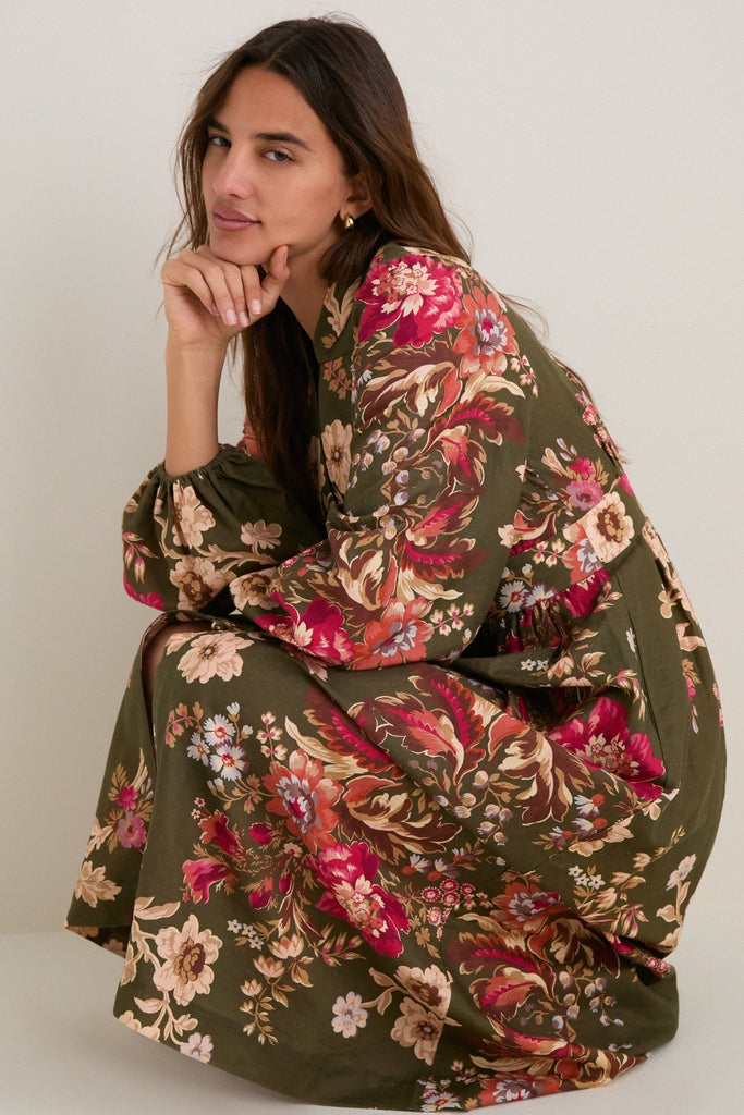 Olive Ornate Floral Serena Dress | Tuckernuck