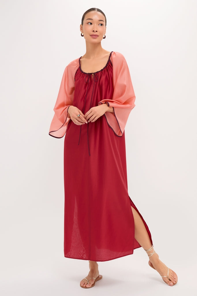 terracotta dress Tuckernuck Terracotta Colorblock Organza Zola Maxi Dress Terracotta Colorblock / XXS