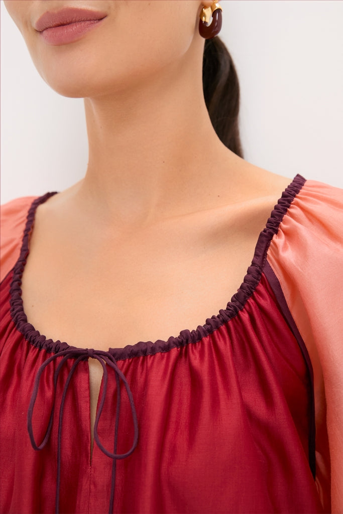 Terracotta Colorblock Organza Zola Maxi Dress