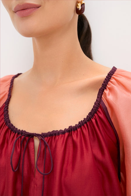 Terracotta Colorblock Organza Zola Maxi Dress