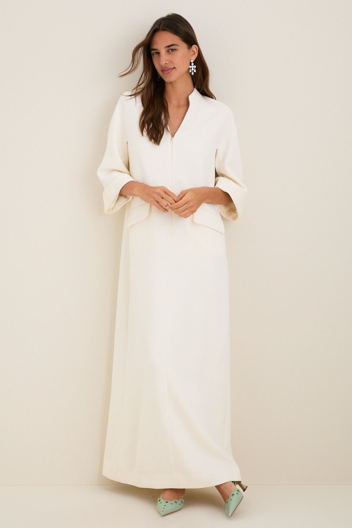 Ivory Crepe Carolina Maxi Dress