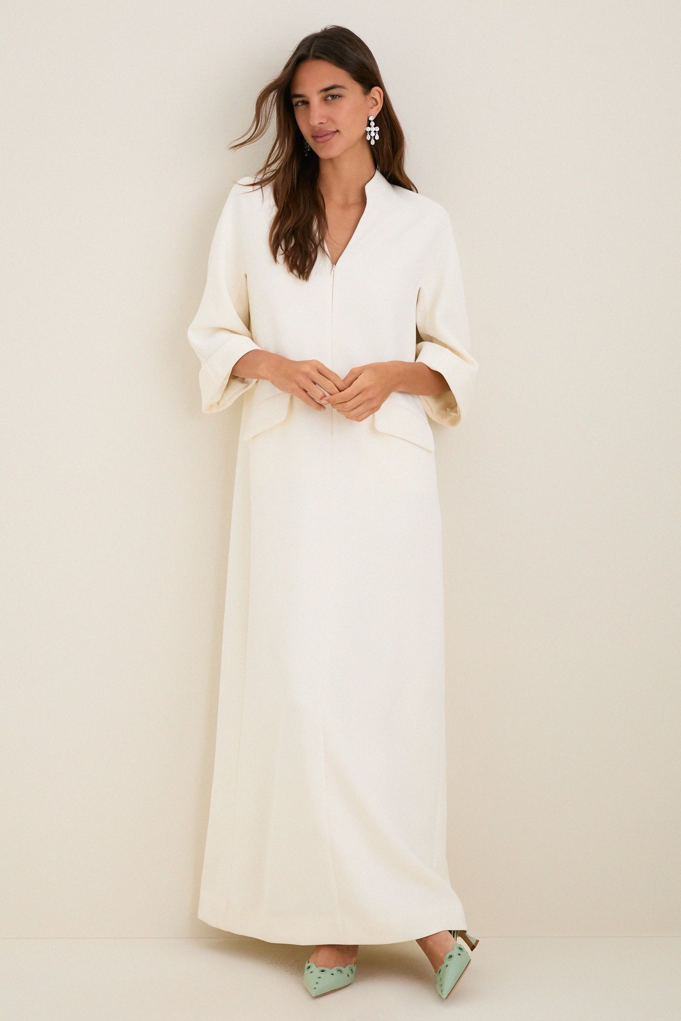 Ivory Crepe Carolina Maxi Dress