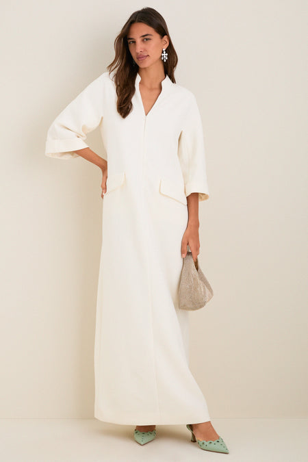 Ivory Crepe Carolina Maxi Dress