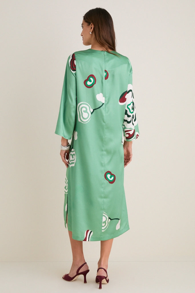 Fauvist Floral Hammered Satin Jamie Dress
