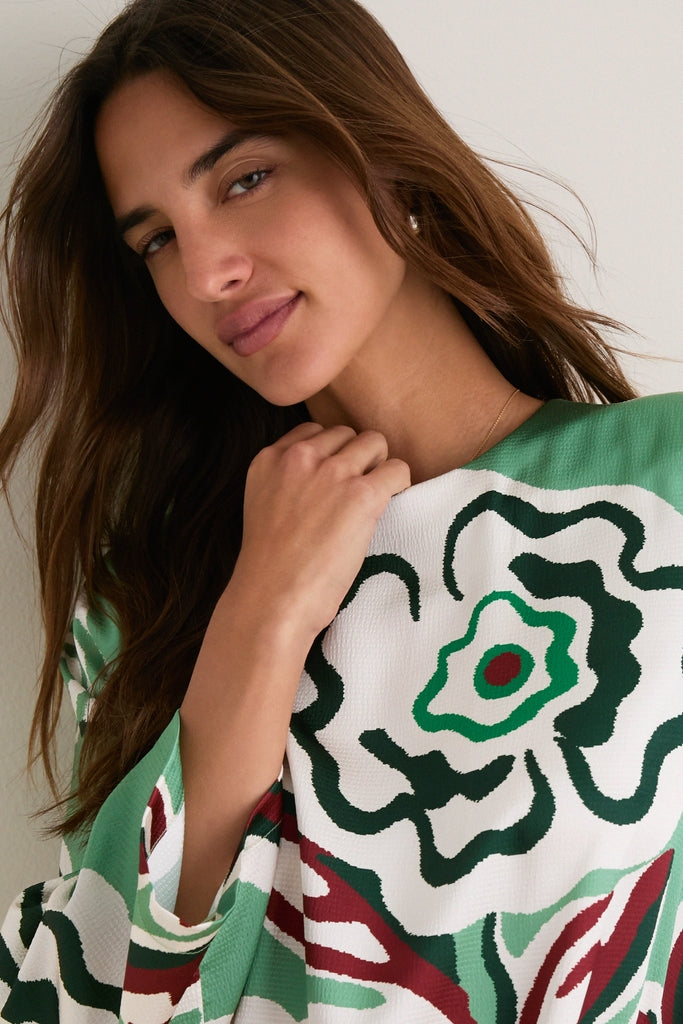 Fauvist Floral Hammered Satin Jamie Dress