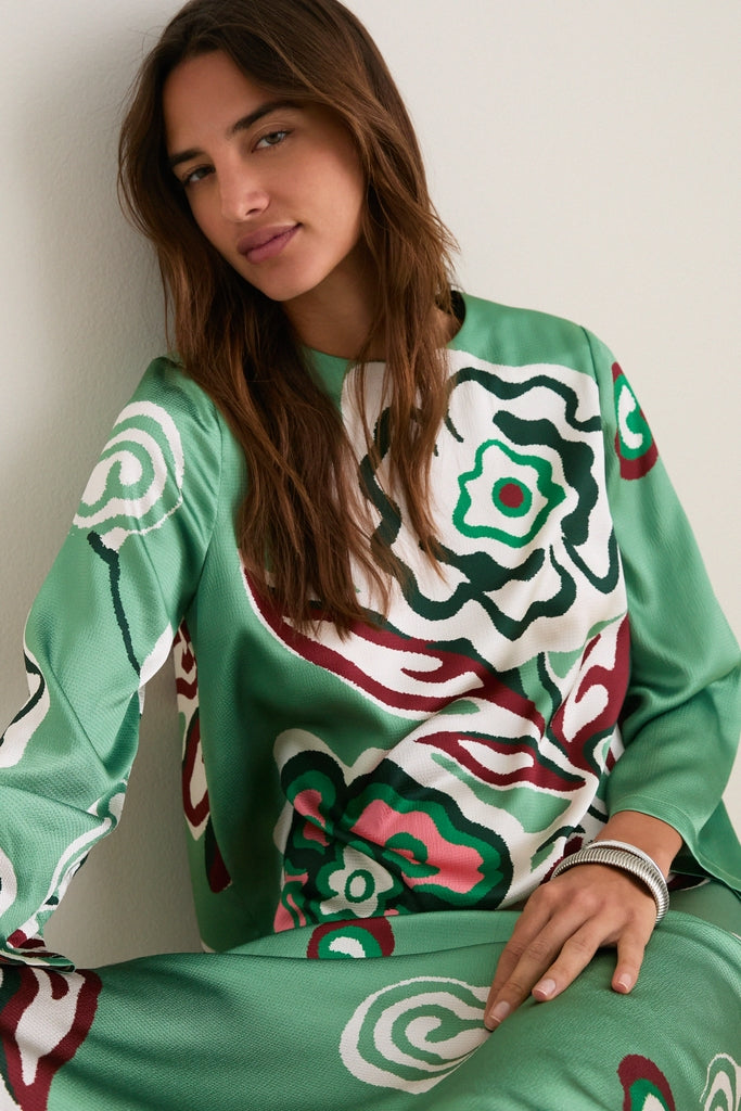 Fauvist Floral Hammered Satin Jamie Dress