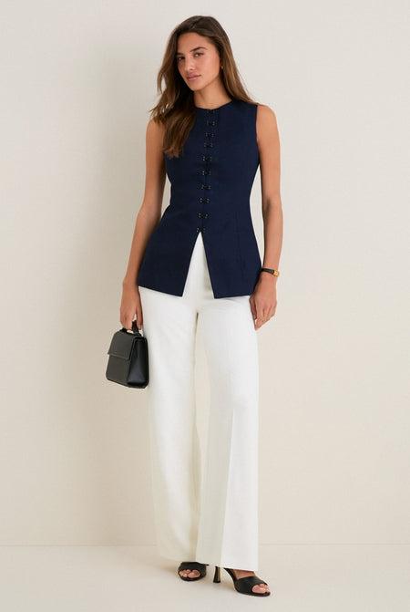 Navy Cotton Twill Duke Top