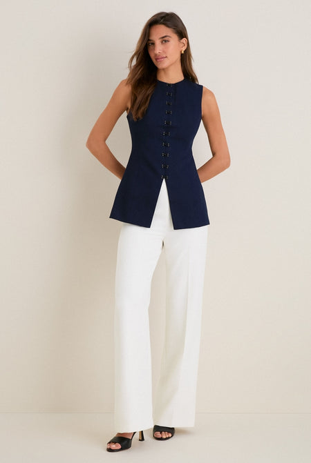 Navy Cotton Twill Duke Top
