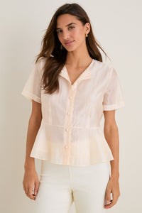 Peach Dust Organza Peplum Sylvette Blouse