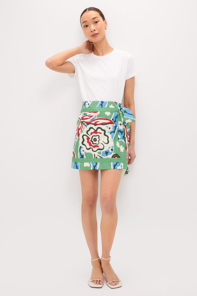 Fauvist Floral Payton Wrap Mini Skirt