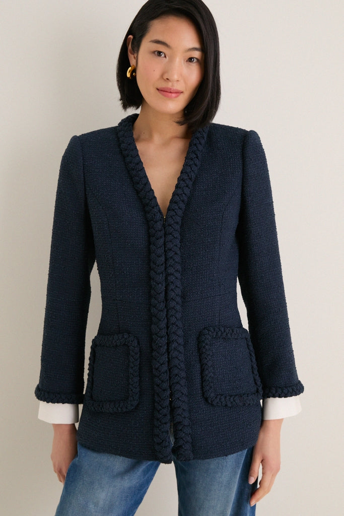 Navy Braided Trim Shay Jacket