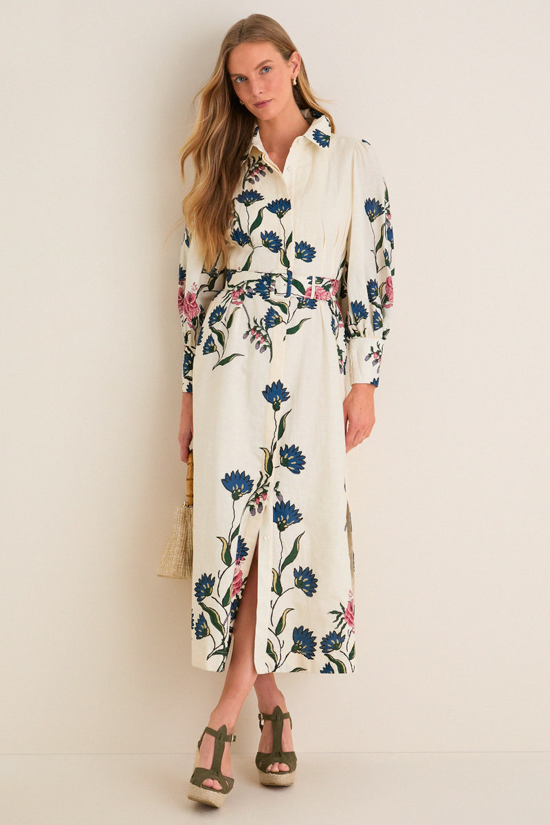 Belle Bouquet Cotton Linen Therese Dress