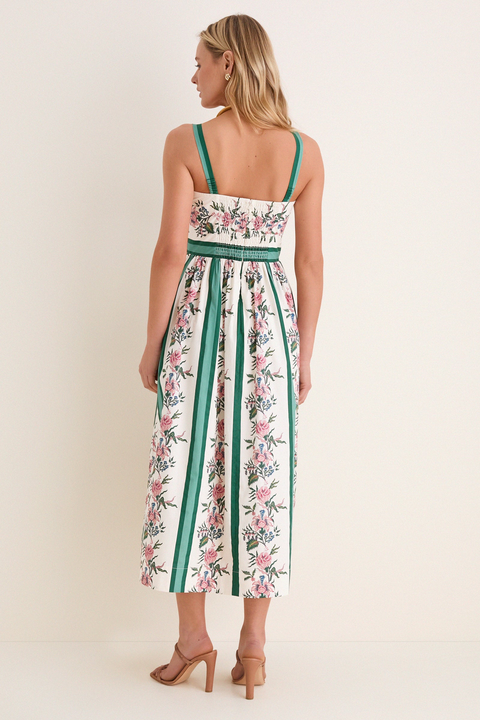 Belle Bouquet Stripe Cotton Maria Dress