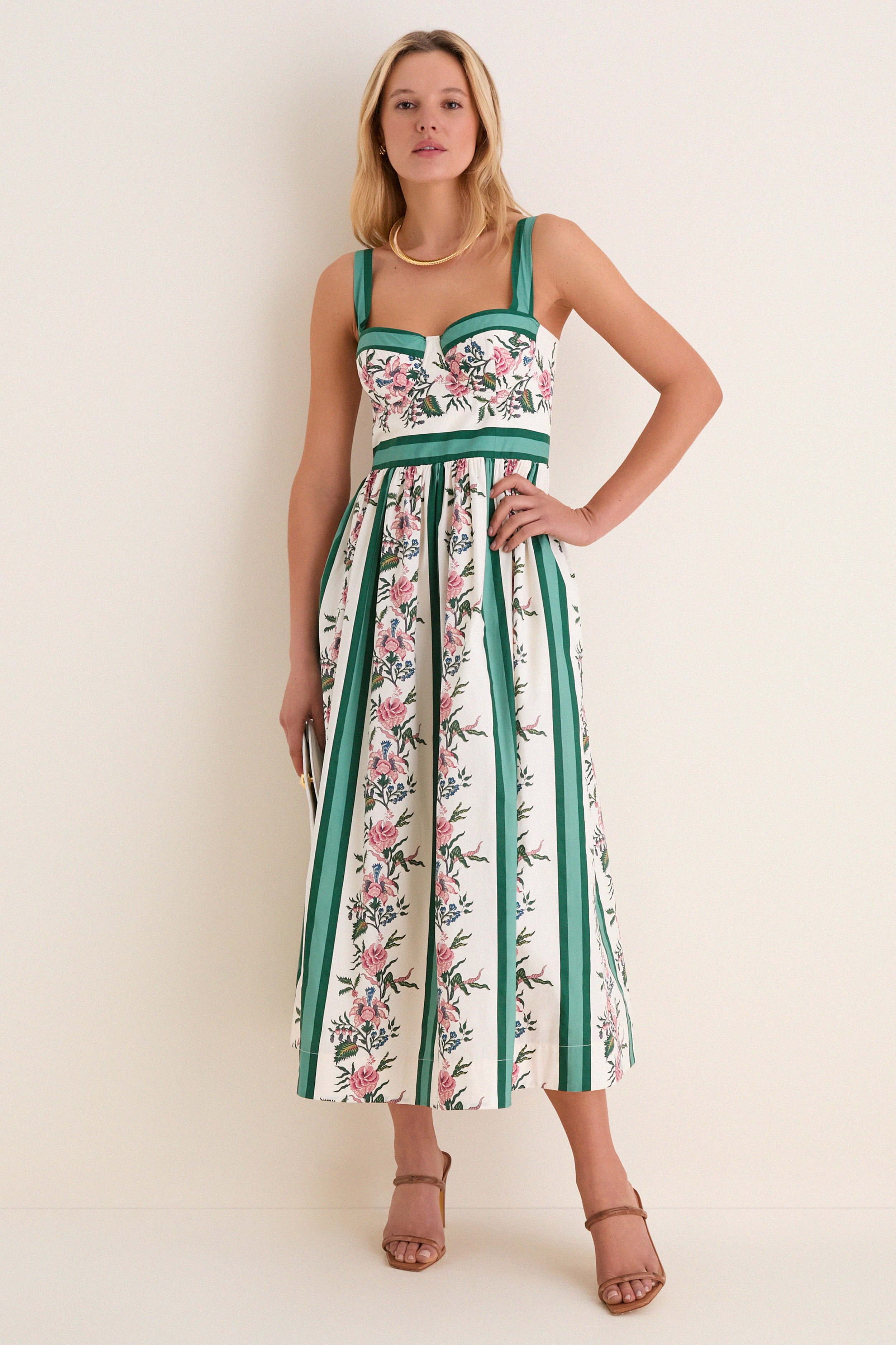 Belle Bouquet Stripe Cotton Maria Dress | Tuckernuck