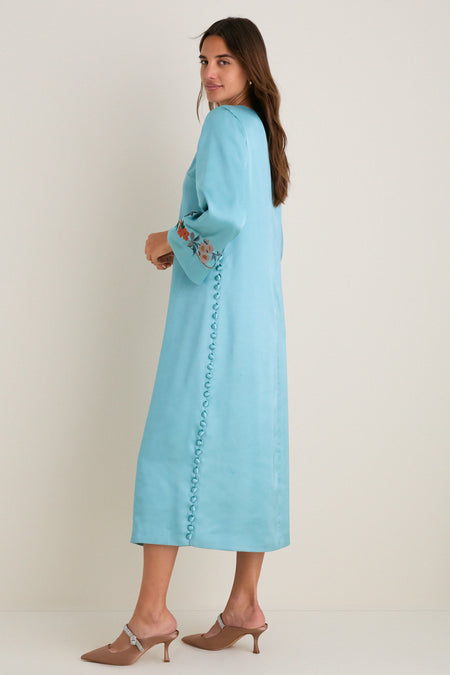 Cameo Blossom Embroidered Duchess Satin Jamie Dress