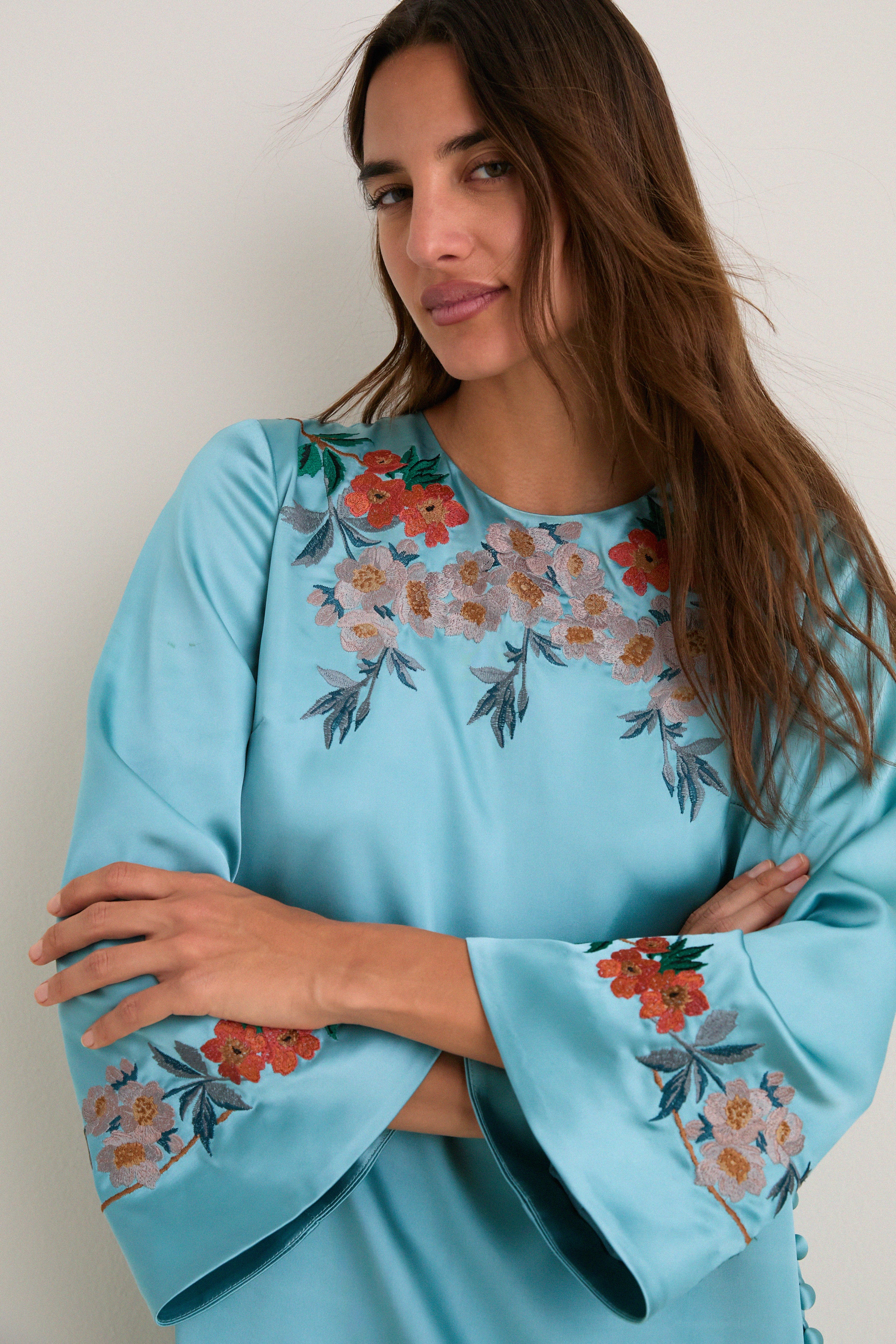 Cameo Blossom Embroidered Duchess Satin Jamie Dress | Tuckernuck