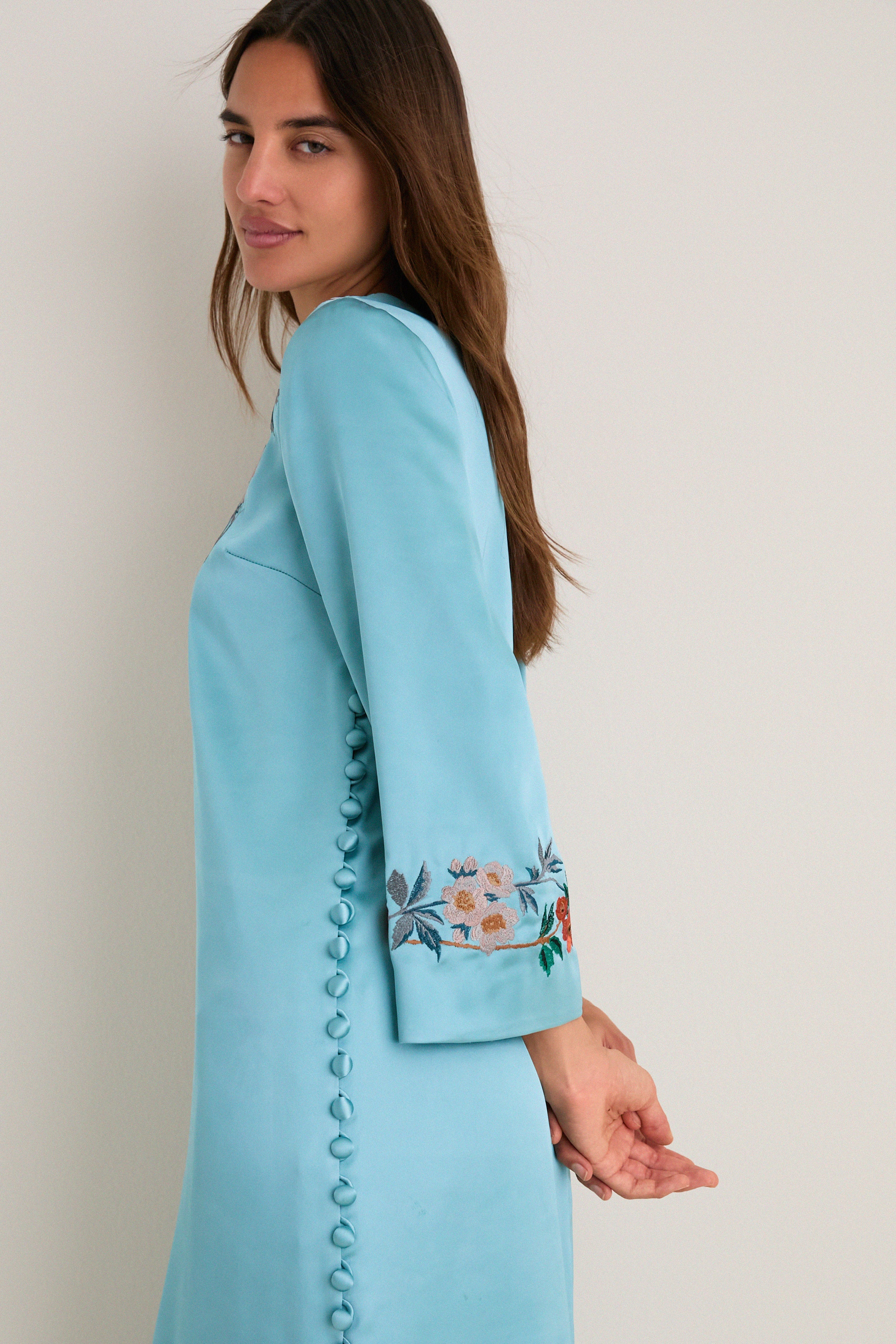 Cameo Blossom Embroidered Duchess Satin Jamie Dress | Tuckernuck