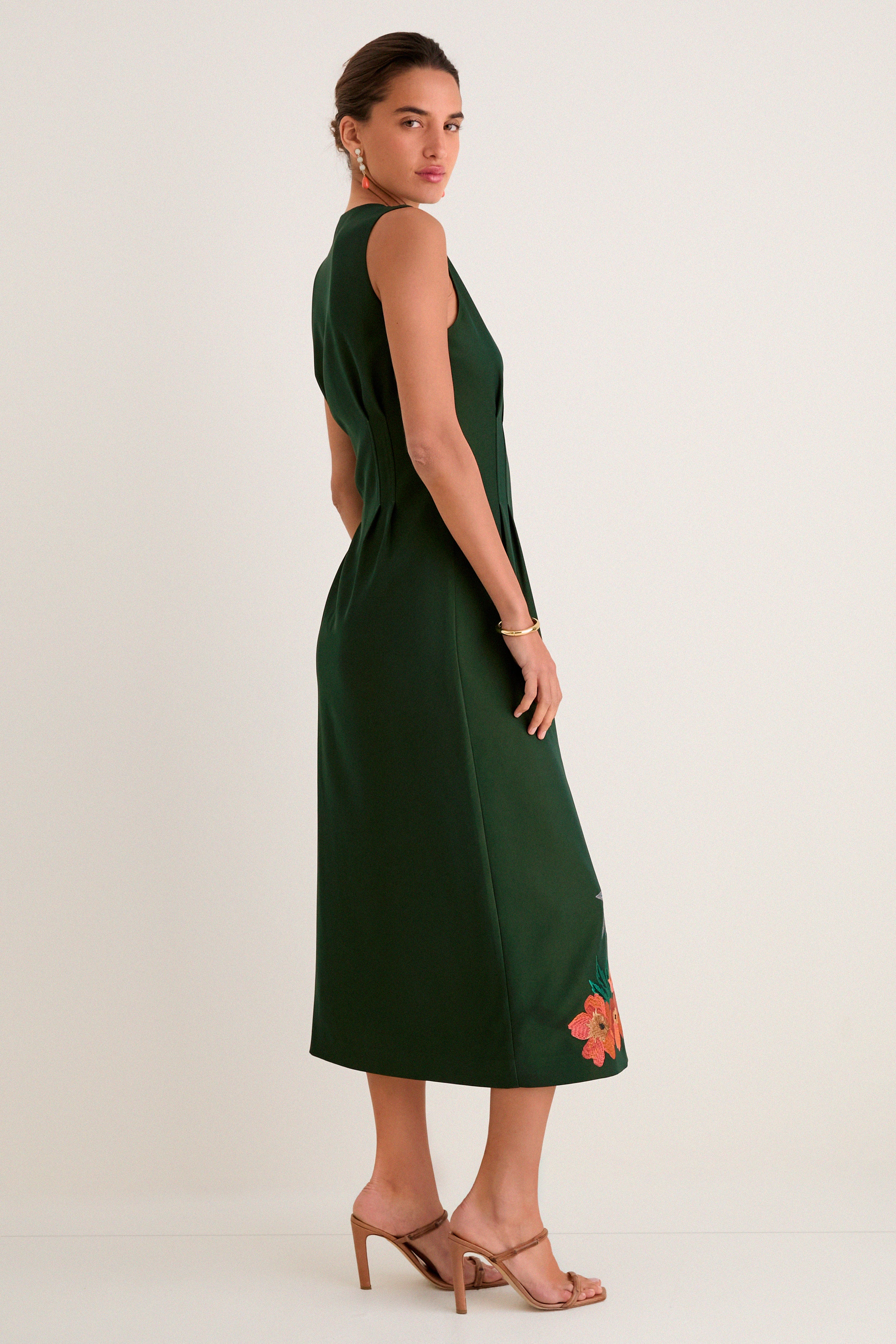 Verdant Green Crepe Embroidered Nell Dress | Tuckernuck