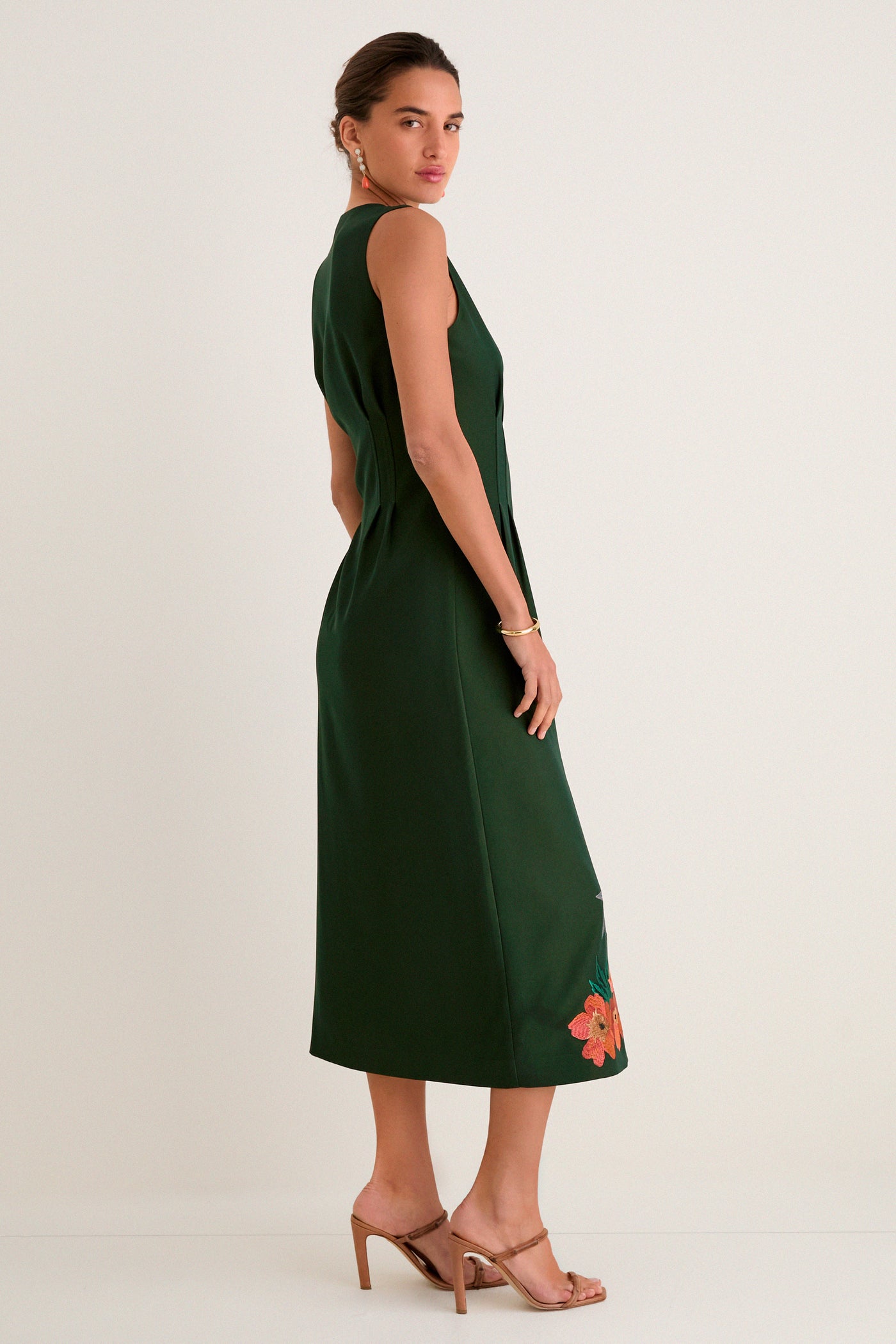 Verdant Green Crepe Embroidered Nell Dress