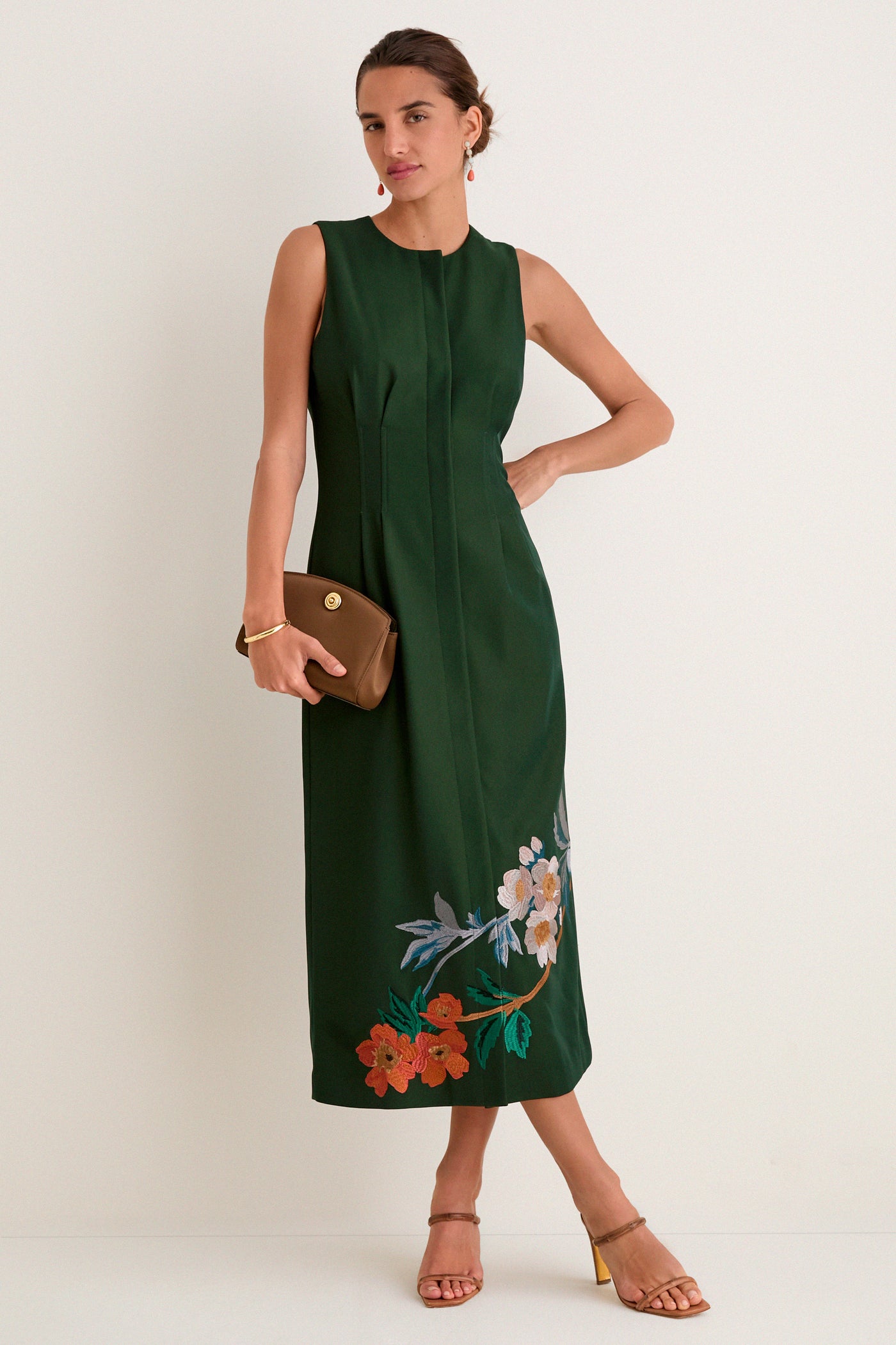 Verdant Green Crepe Embroidered Nell Dress