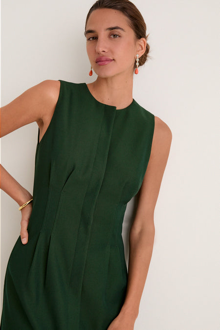 Verdant Green Crepe Embroidered Nell Dress