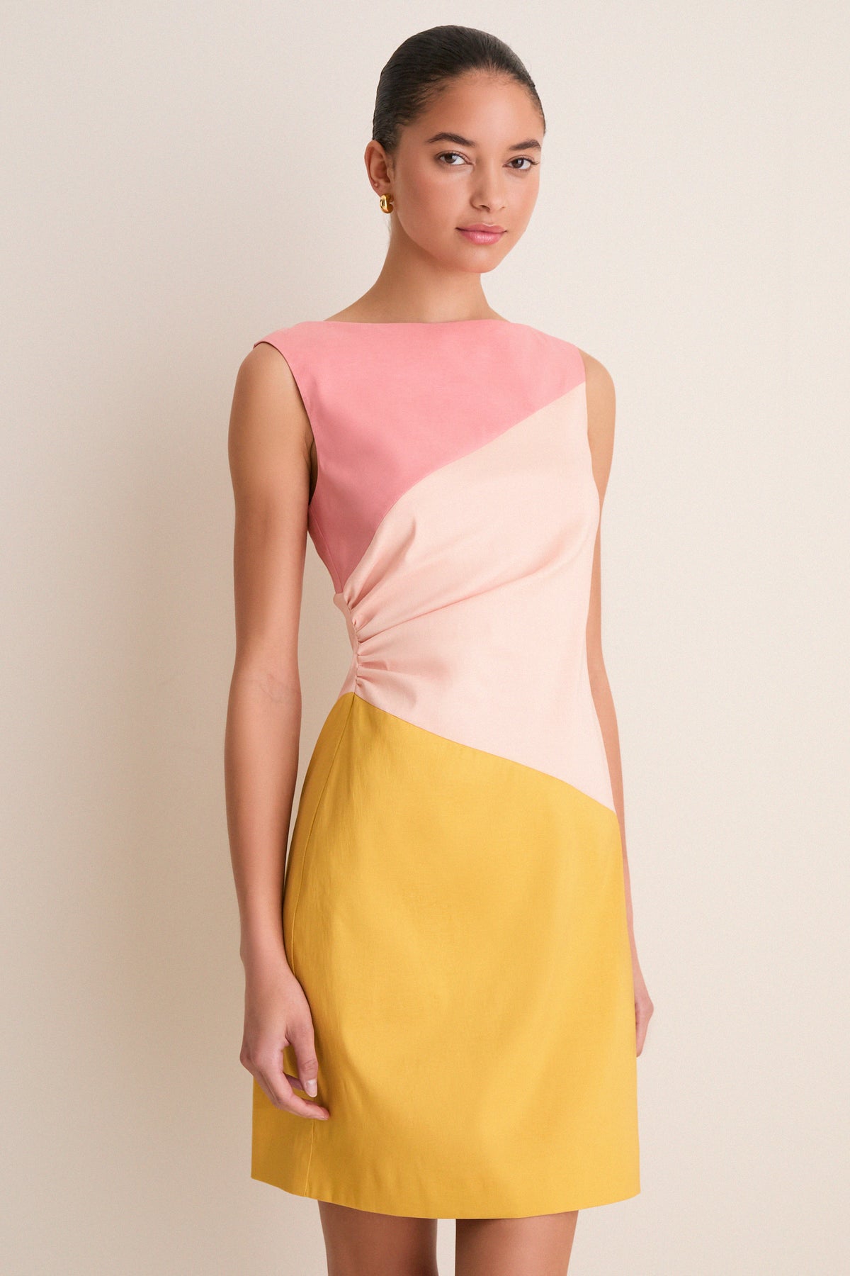 Sorbet Colorblock Stretch Taffeta Gigi Mini Dress
