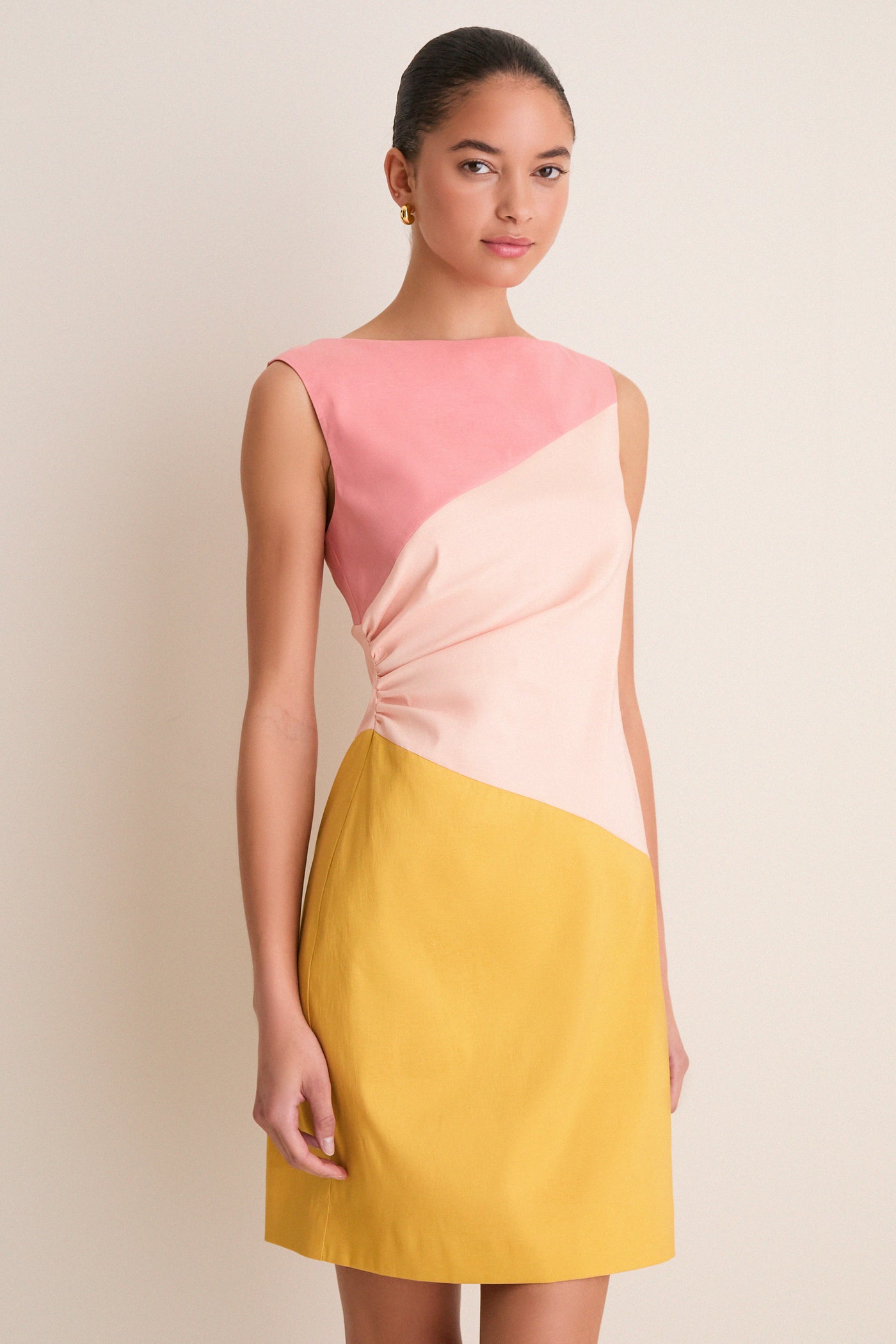 Sorbet Colorblock Stretch Taffeta Gigi Mini Dress