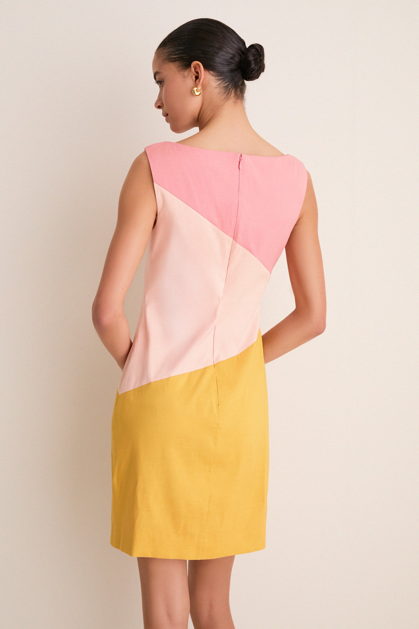 Sorbet Colorblock Stretch Taffeta Gigi Mini Dress