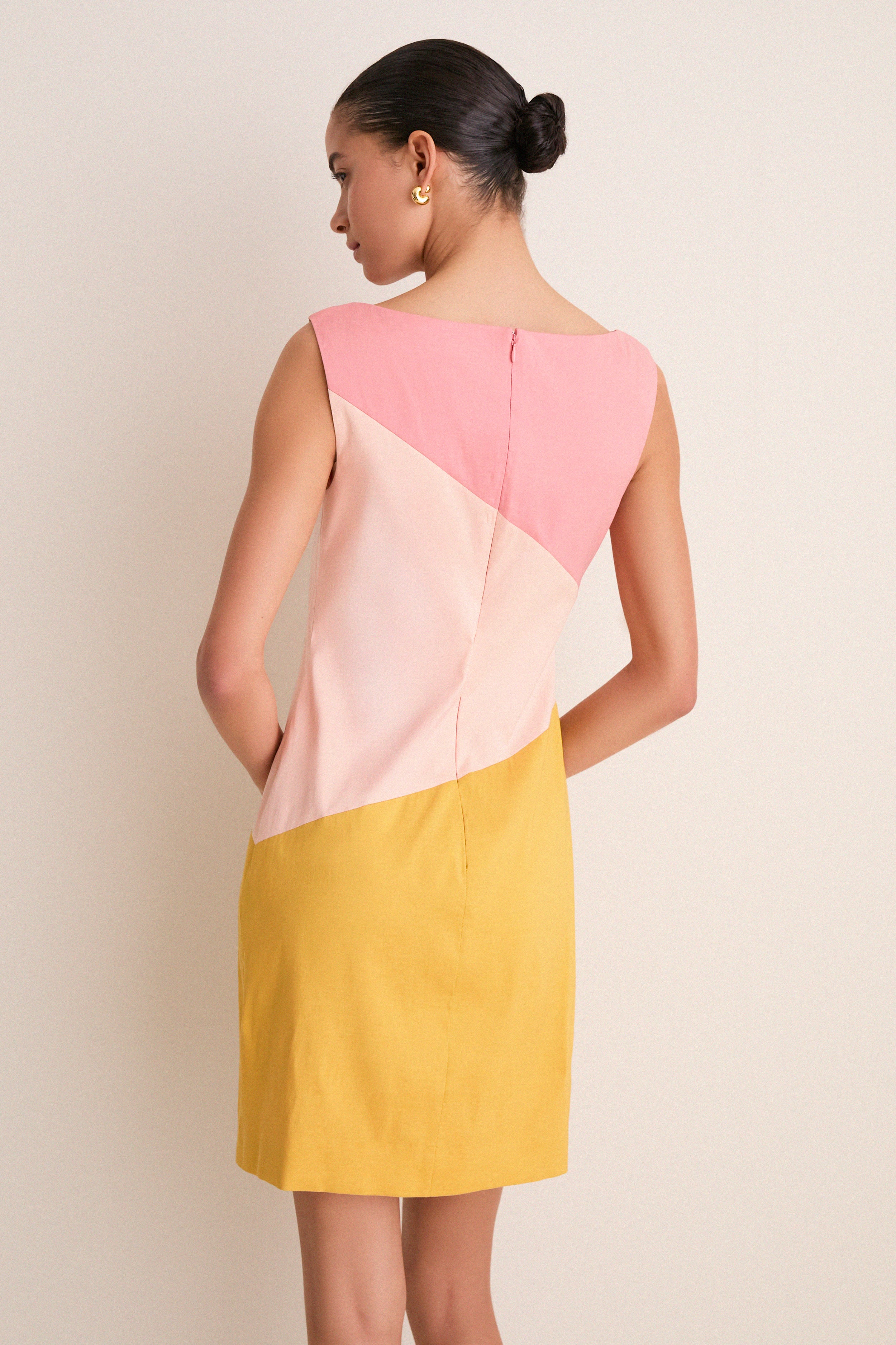 Sorbet Colorblock Stretch Taffeta Gigi Mini Dress