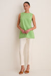 Pistachio Crepe Covered Button Millie Top
