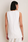 White Crepe Sleeveless Covered Buttons Millie Top