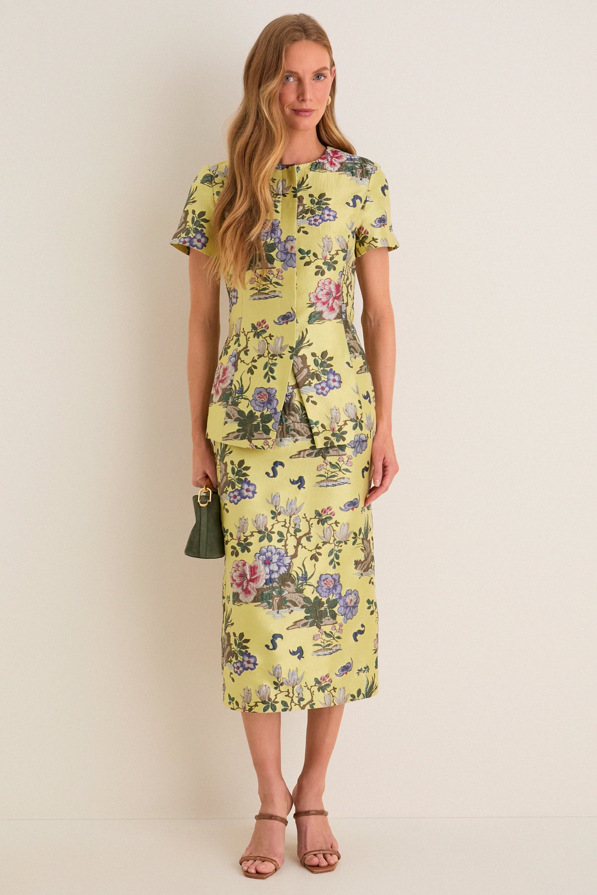 Gilded Chinoiserie Jacquard Short Sleeve Duke Top