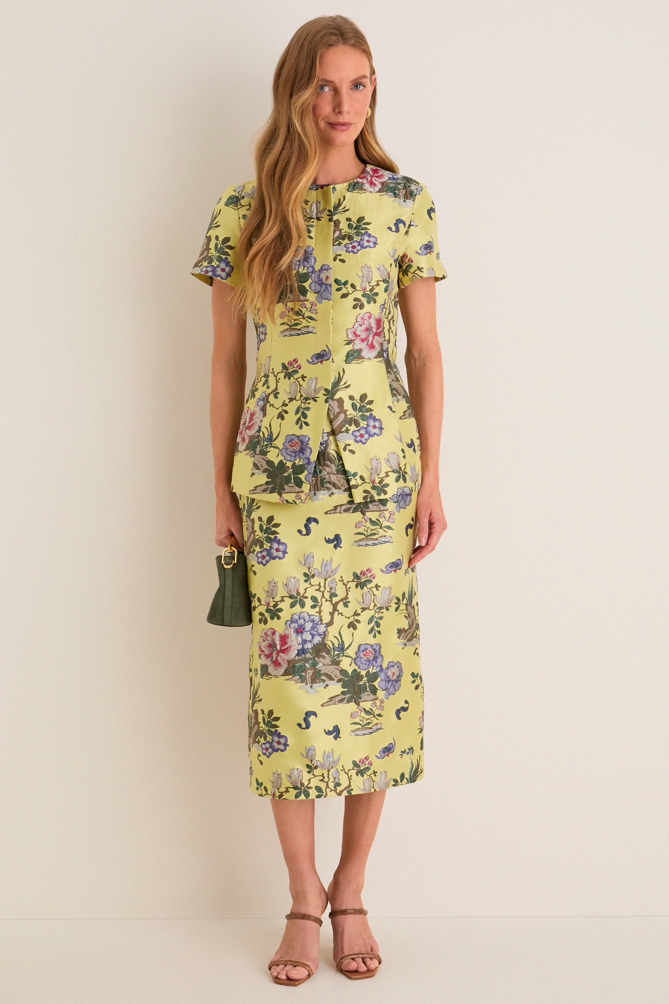 Gilded Chinoiserie Jacquard Short Sleeve Duke Top