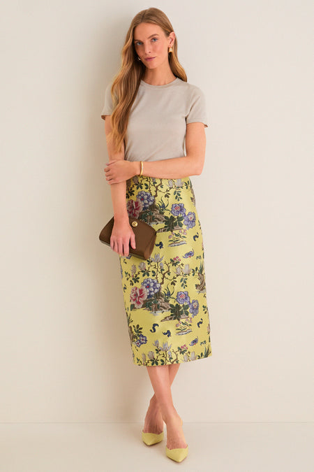 Gilded Chinoiserie Jacquard Ellington Skirt