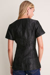 Black Jacquard Short Sleeve Duke Top