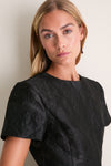 Black Jacquard Short Sleeve Duke Top