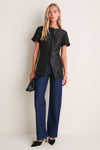 Black Jacquard Short Sleeve Duke Top