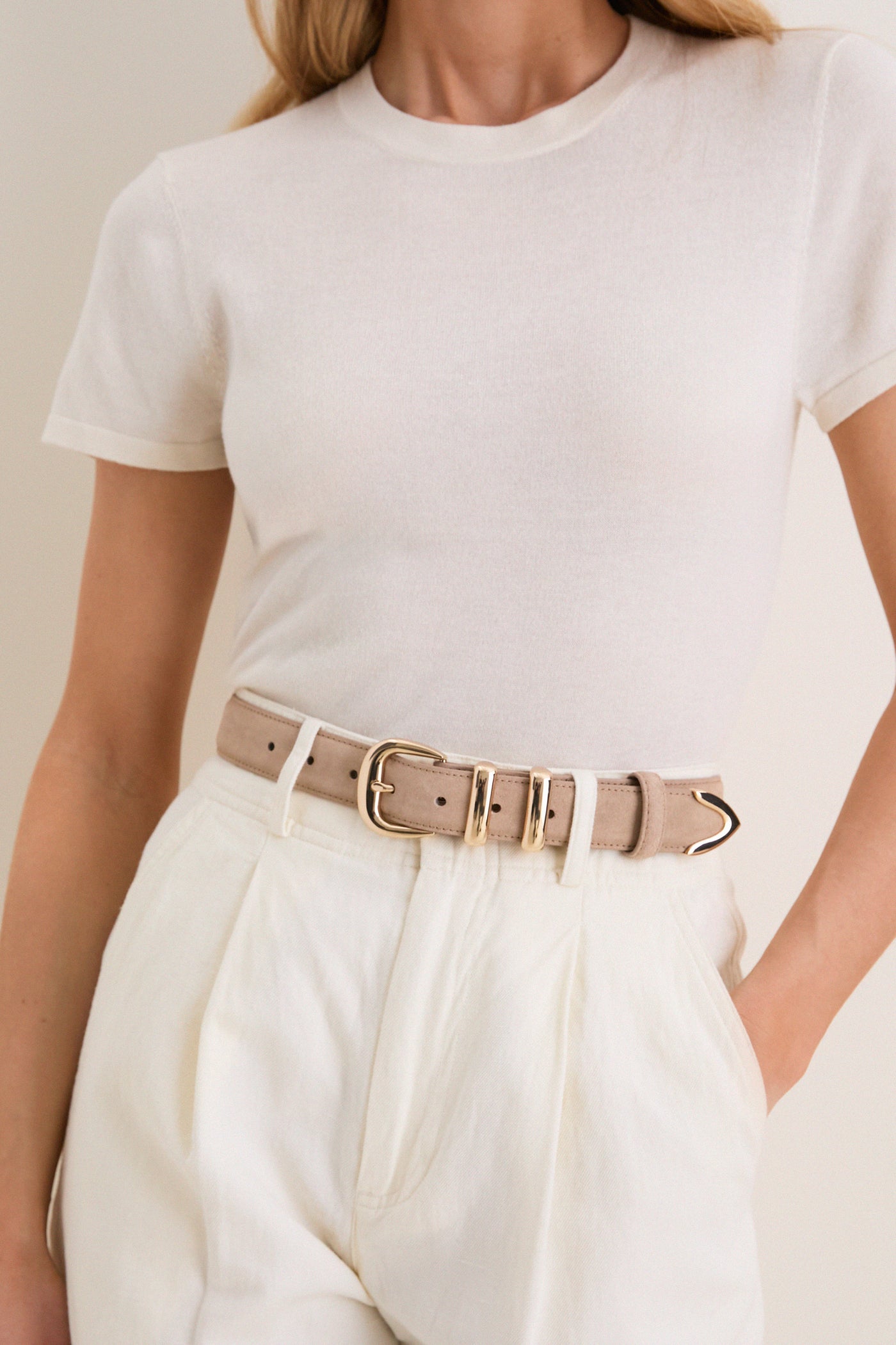Light Tan Suede Western Belt