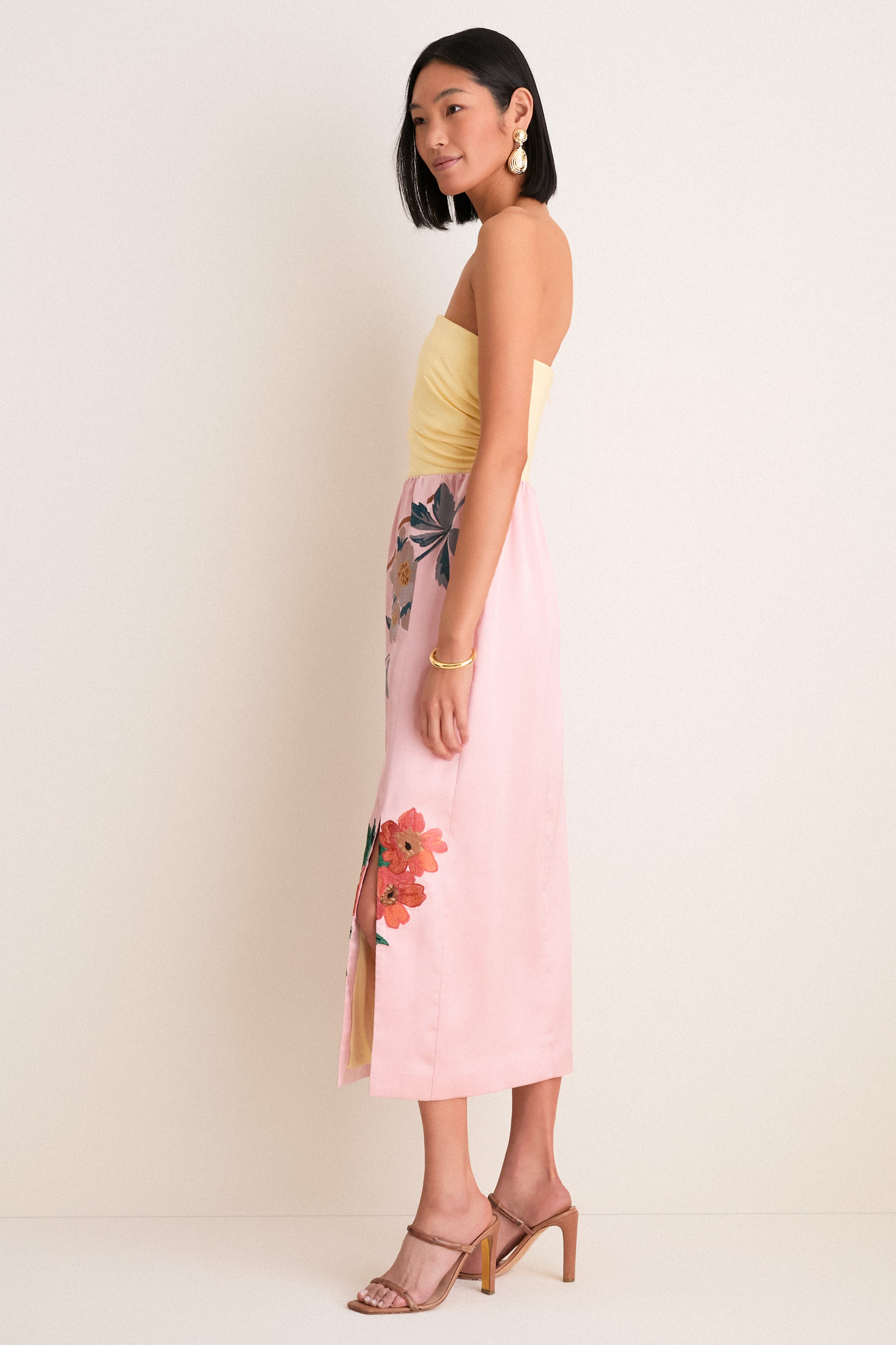 Tuckernuck Powder Pink Embroidered Satin Strapless Sonia Dress Powder Pink / 4