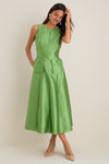 Pistachio Dupioni Helene Midi Dress