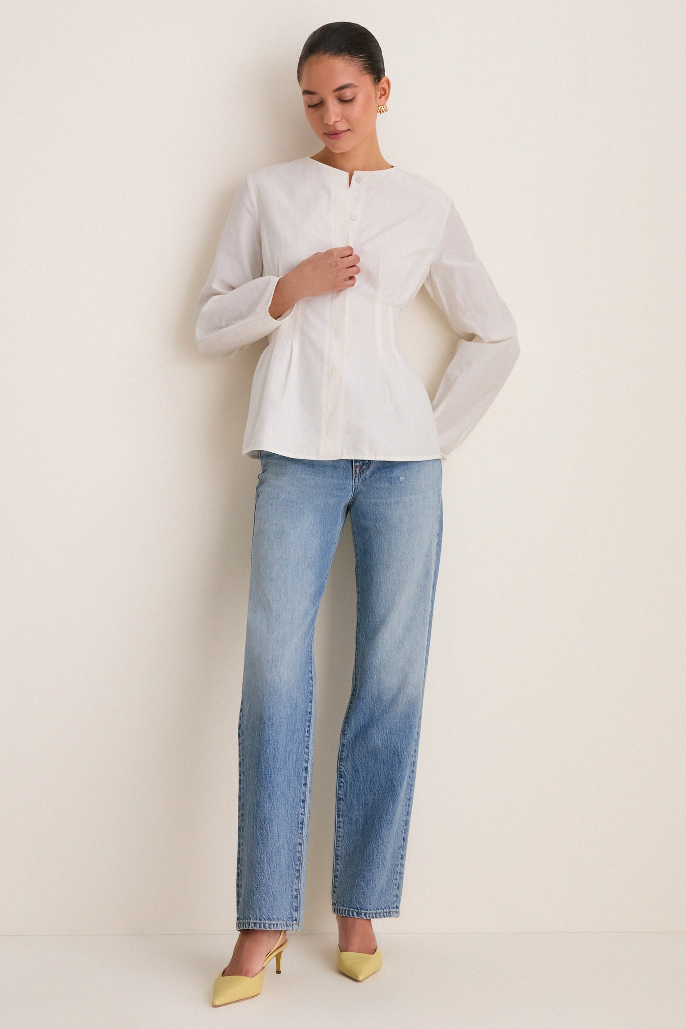 White Cotton Silk Arden Top