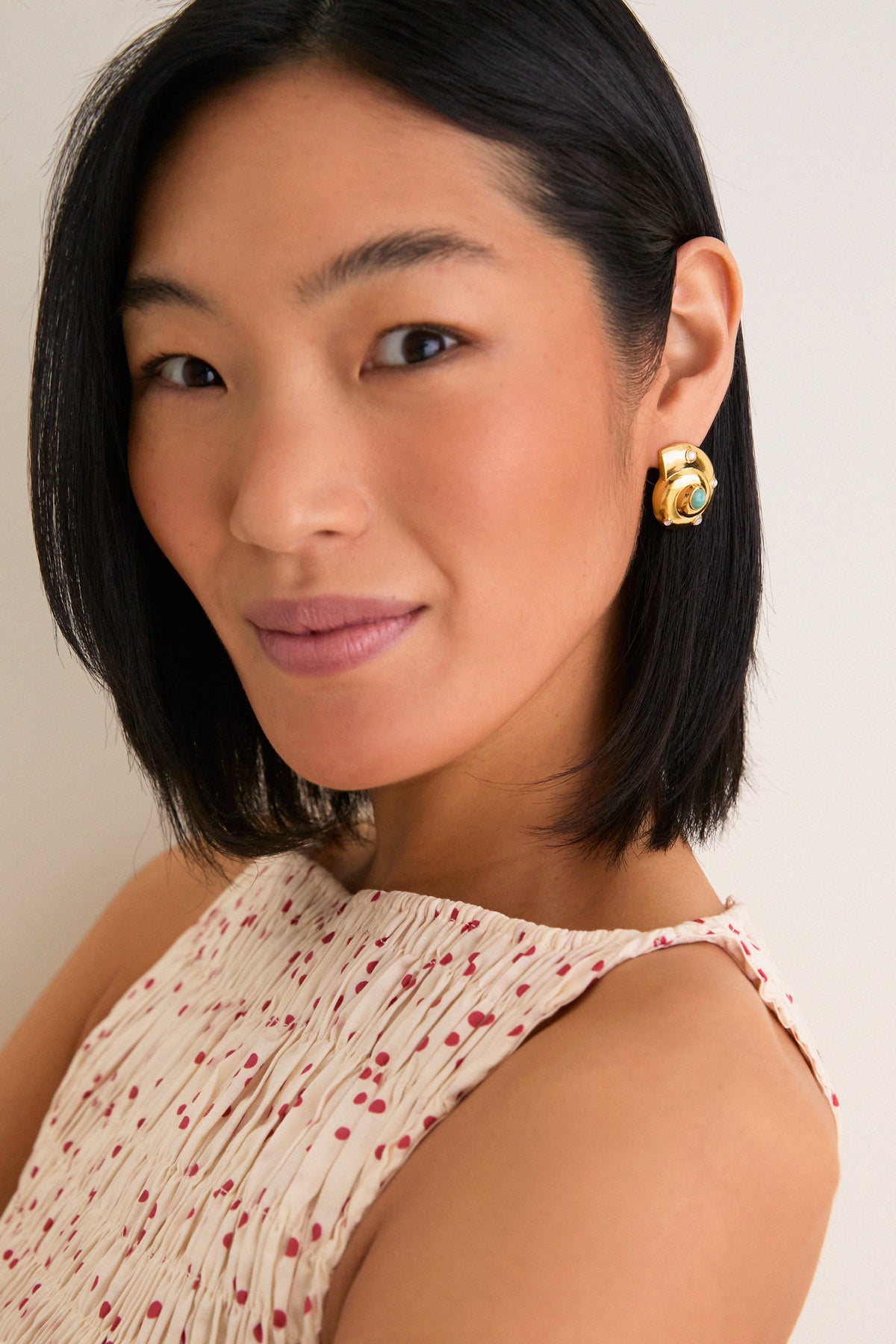 Gold Nautilus Stud Earrings