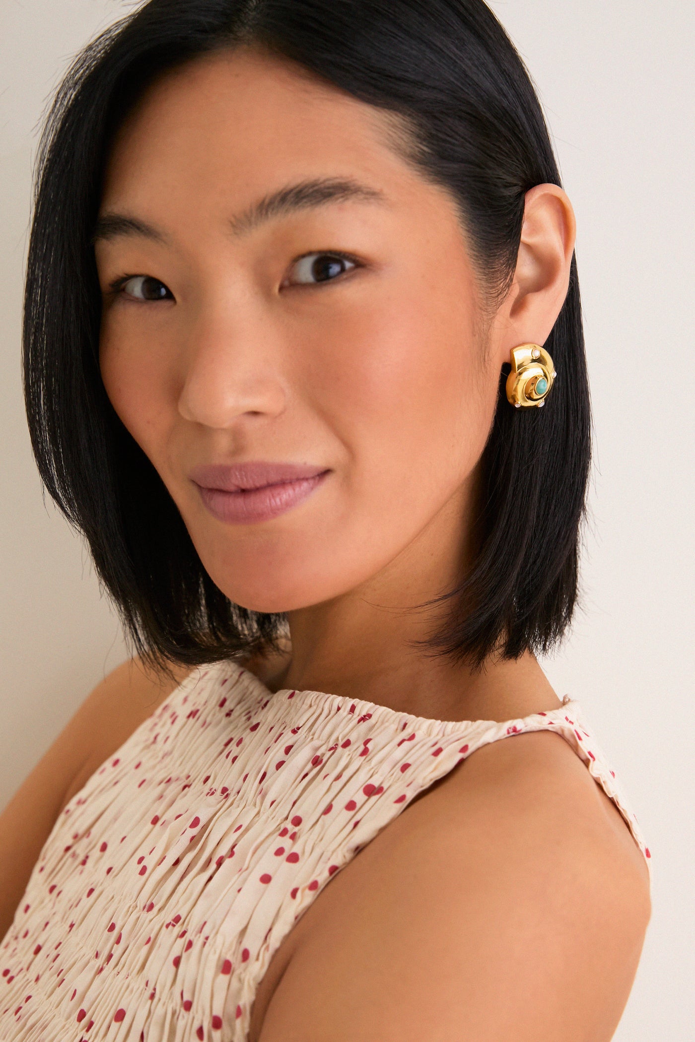 Gold Nautilus Stud Earrings