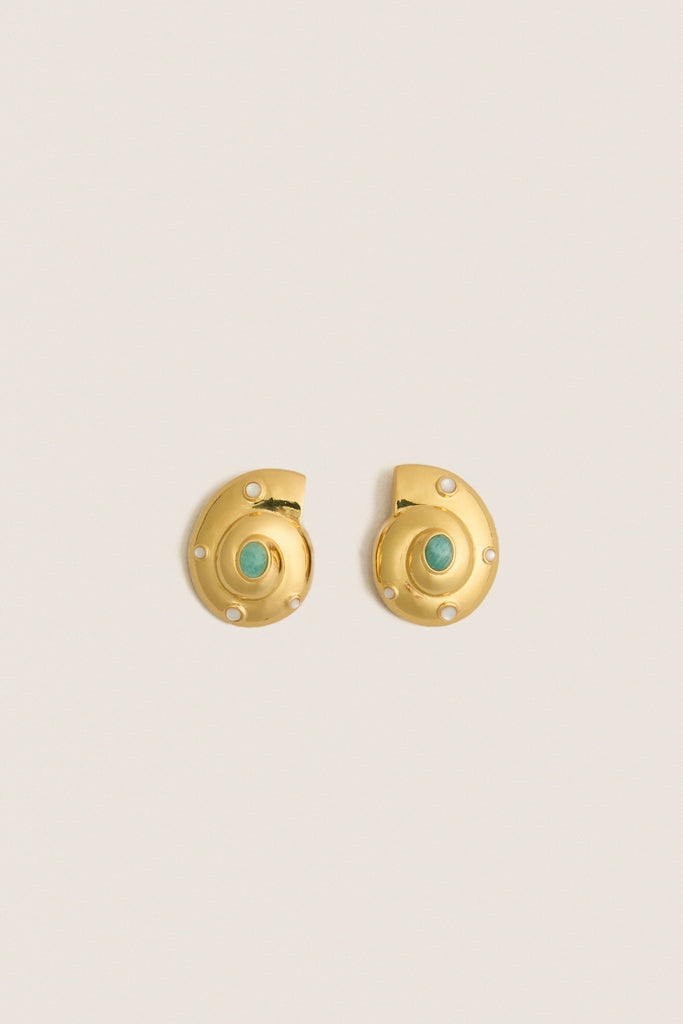 Gold Nautilus Stud Earrings