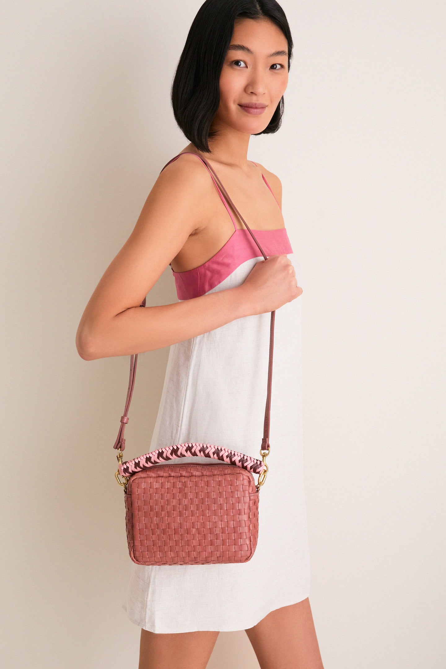 Exclusive Rose Clay Midi Sac with Braided Strap